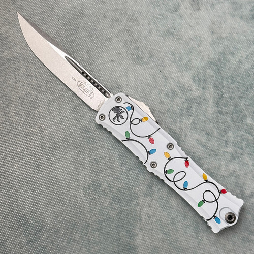 Microtech Hera II Mini S/E Christmas White Stonewash Standard Signature Series 1703M-10WHCMAS