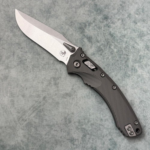 Microtech Amphibian RAM-LOK S/E Natural Clear Fluted Aluminum Stonewash Standard 137RL-10FLNC