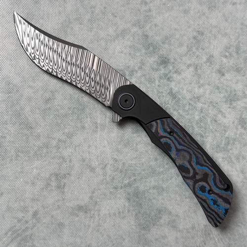 Black Snow Customs Lee Lerman The Sandbar Sabotage Inset Lock Damtanium Camo Carbon Handle w/ Black PVD Titanium Bolster and Liners Fafnir Damasteel Blade AE Exclusive