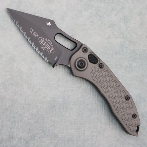 Microtech Borka Stitch Auto S/E Natural Clear Full Serrated 169-3NC