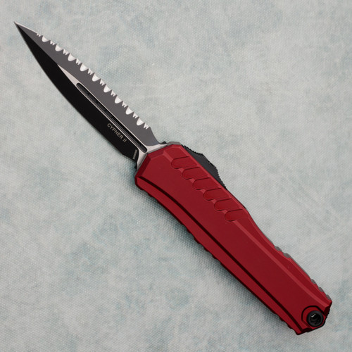 Microtech Cypher II D/E Merlot Full Serrated 1242-3MR