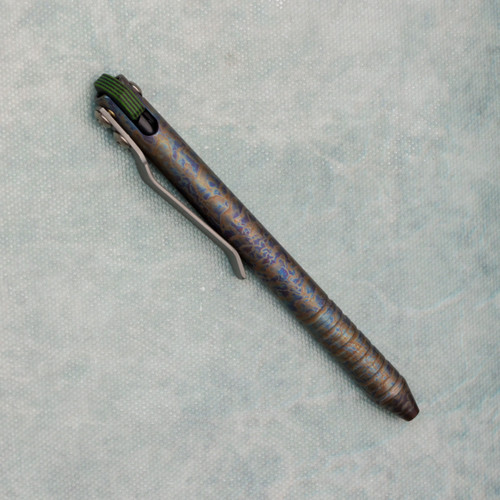 Maverick Customs Flipper Universal Pen Ringed Vulcan Titanium Black/Green G10 Flipper 12