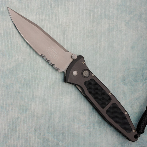 Microtech Socom D/A Auto Clip Point Black Handle Bead Blast Part Serrated Blade Vintage 1998 Model