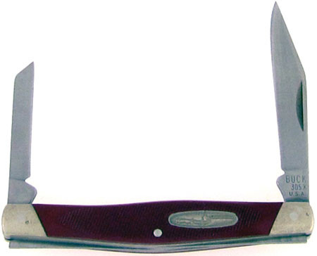 Buck 305 Lancer Pen Knife Red Saw Cut Delrin