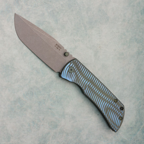 McNees Knives PM MAC 2 3.5 Gen 2 Green/Blue Satin Double Swerve Two-Tone Titanium Handle Matte Stonewash Flat Ground Magnacut Blade