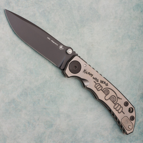 Spartan Blades Harsey Folder SHF 2025 Engraved Kilroy Titanium Handle Black MagnaCut Blade