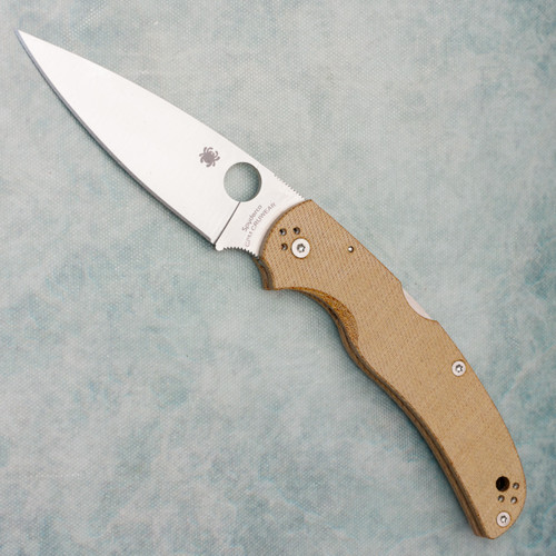 Spyderco Native Chief Lock Back Brown Canvas Micarta Handle Satin CPM-CruWear Blade C244MPCW