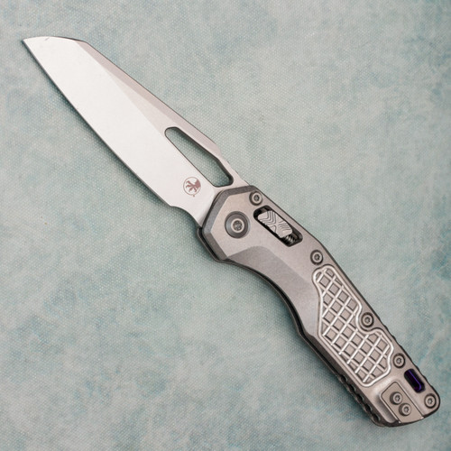 Microtech Marfione Select MSI RAM-LOK Stonewash Frag Titanium Handle Stonewash Blade Purple Accent 210-10FRMS3