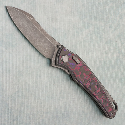 G&G Hawk Talon Hawk Lock w/Toggle Detent Titanium Handle w/ Purple Haze Carbon Inlays Stonewash Blade