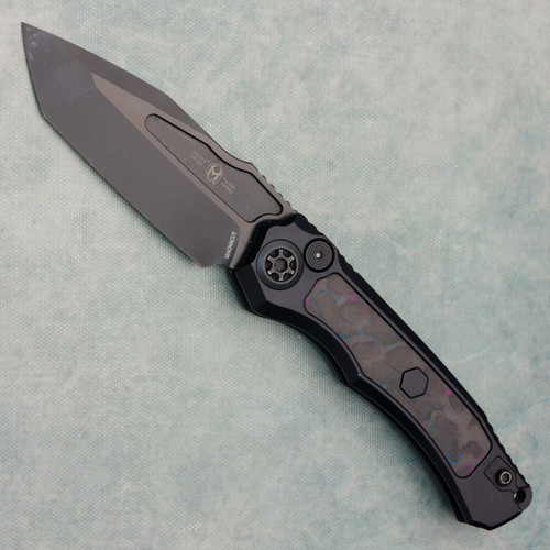 Heretic Knives Wraith V4 Auto Tanto Black Handle w/ Damtanium Camo