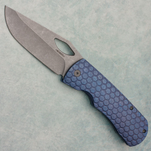 McNees Knives Dixon Frame Lock Honeycomb Blue Titanium Handle Matte Stonewash Magnacut Blade