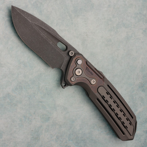 Reate Terminator-T600 Frame Lock Darkwashed Titanium Integral Handle w/ Copper Inlay Acidwash MagnaCut Blade