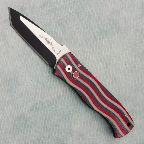 Pro-Tech Emerson CQC7 Auto Tanto Americana Unique Micarta Top 2-tone Blade Red G-10 Button