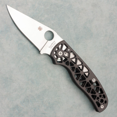 Spyderco Edgerati Compression Lock Gray Skeletonized Aluminum Handle Satin CPM-S30V Blade C266ALP