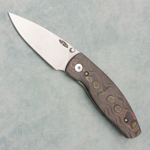 Three Rivers Manufacturing TRM Neutron 2 Frame Lock 3D Mokume Camo Carbon/Titanium Handles Stonewashed 20CV Blade