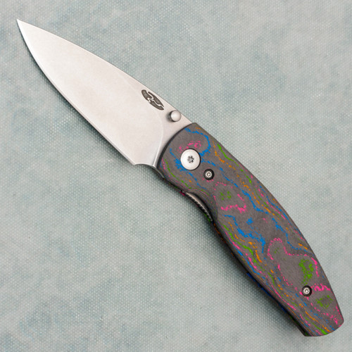 Three Rivers Manufacturing TRM Neutron 2 Liner Lock 80's Camo Carbon Handles Stonewashed 20CV Blade