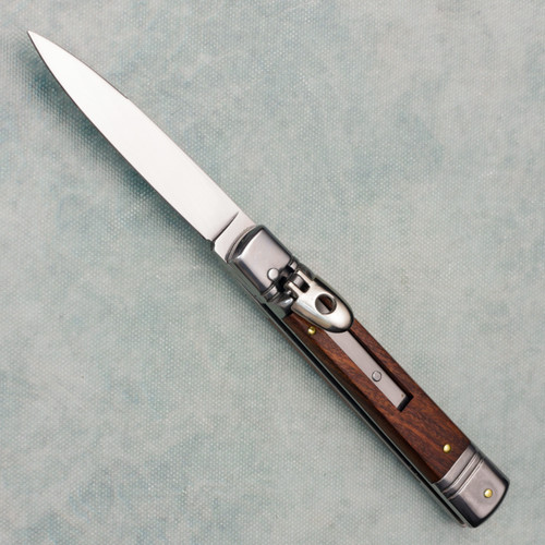 AKC Italian Slimline Leverletto Auto Wood Handle Satin Blade