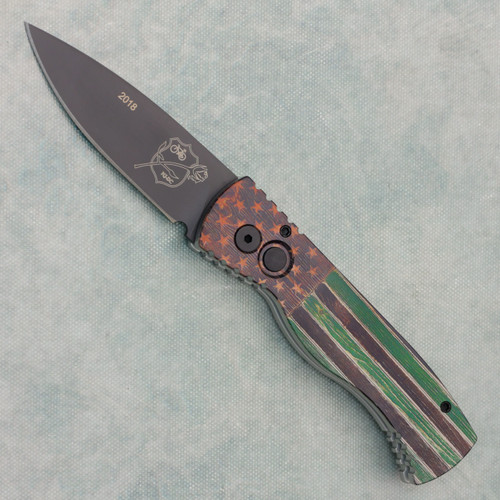 Pro-Tech TR-2 Auto PK Flag Handle Black NJ-DC Shield Blade