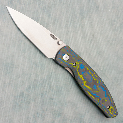 Three Rivers Manufacturing TRM Atom Liner Lock Bolts Camo Carbon 3D Contoured Scales Stonewashed MagnaCut Blade