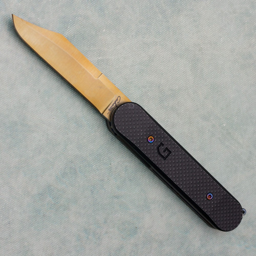 Chuck Gedraitis Switch Army Switch Blade Distressed Black Aluminum Scales w/ Titanium Liners Bronze Nitro-V Bowie Blade