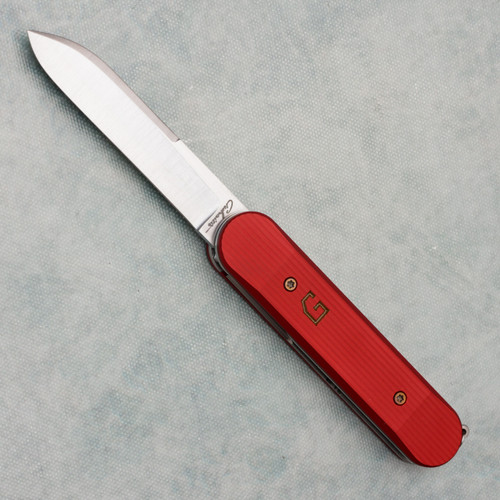 Chuck Gedraitis Switch Army Switch Blade Red Aluminum Scales w/ Titanium Liners Satin Nitro-V Blade Bronze Hardware