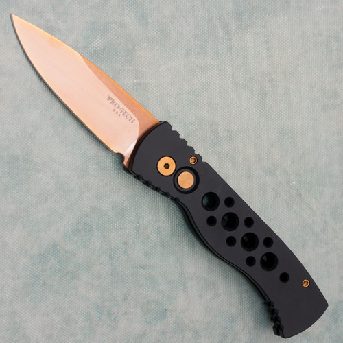 Pro-Tech TR-2 20th Anniversary Black Skeletonized Handle Rose Gold PVD 154CM Blade TR-2PT20ROSEGOLDLTD