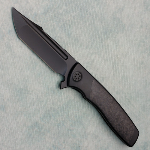 Sharp By Design Evo Typhoon Frame Lock Flipper Black Titanium Handles w/ Carbon Fiber Inlays Black M390 Blade (Pre-owned)