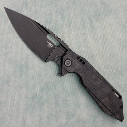 Bestech Shodan Frame Lock Carbon Fiber/Titanium Handles Blackwashed Blade BT1910D