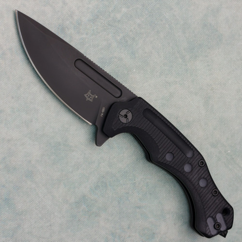 Fox Knives Desert Fox Liner Lock Textured Black G10 Handle Black Blade (Pre-owned)