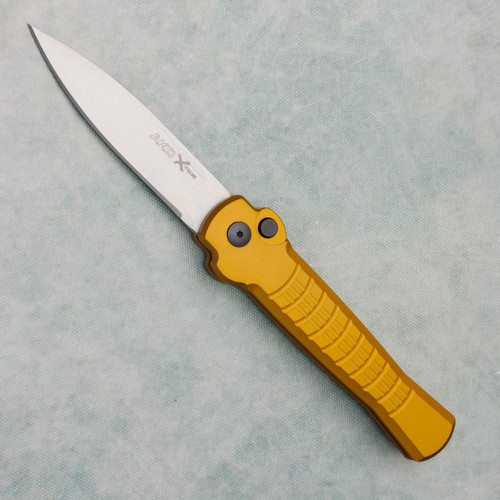 AKC X-treme Ace1 Auto Tan Handle Satin Blade ACE1-TS