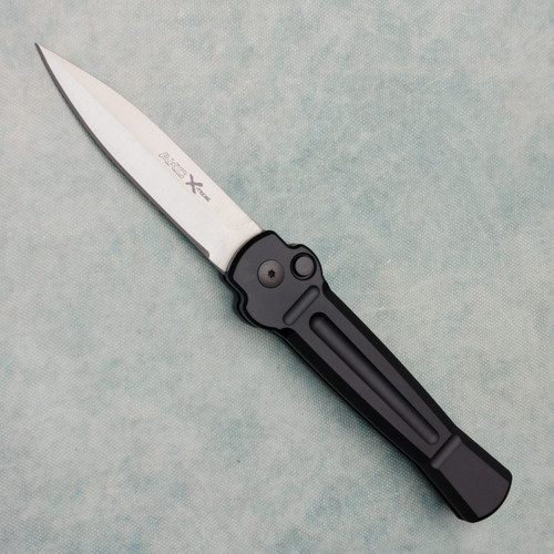 AKC X-treme Ace Auto Black Handle Satin Blade ACE-BS