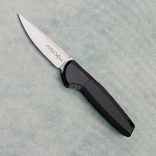AKC X-treme Spy Bolster Release Auto Black Handle Satin Blade SPY-BS