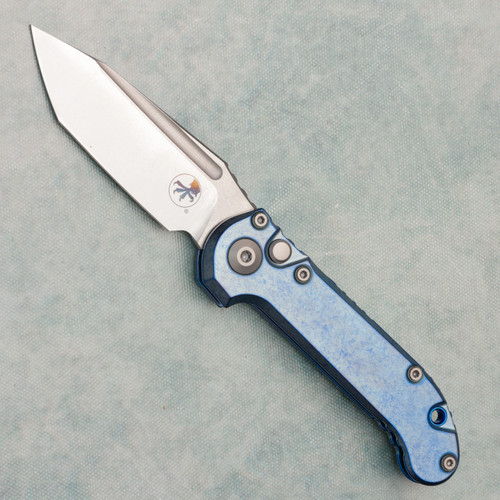 Microtech Marfione Select LUDT T/E Gen III Ice Blue Titanium Handle Stonewash Standard Blue Accent 1136-10MS11