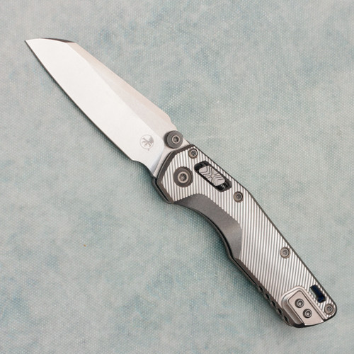 Microtech Marfione Select MSI Mini RAM-LOK Fluted Titanium Handle Stonewash Standard Blue Accent 210M-10FLMS3