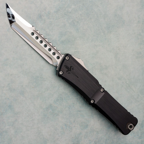Marfione Custom Combat Troodon LT Black Hefted Alloy Handle Flamed Titanium Accent Mirror Polished Hellhound Tanto Blade