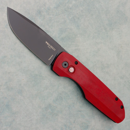 Pro-Tech Vero Synapse Black Aluminum Back Handle w/ Red Linen Micarta Lid DLC Blade SHOT26.VERO.1
