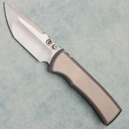 Chaves Knives Redencion 229 Integral Titanium Handles w/ Stonewash Titanium Inlay Belt Satin Tanto Blade