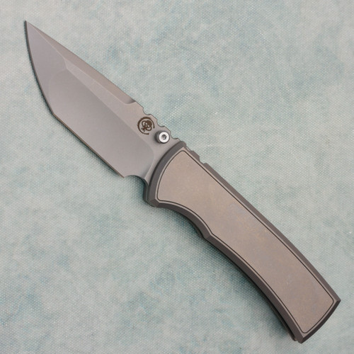 Chaves Knives Redencion 229 Integral Titanium Handles w/ Stonewash Titanium Inlay Stonewash Tanto Blade