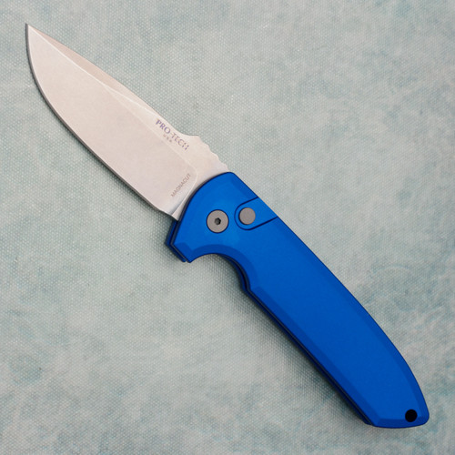 Pro-Tech Les George Rockeye Auto Solid Blue Handle Stonewashed MagnaCut Blade LG3101-BLUE