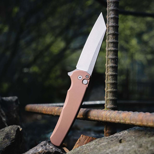 Pro-Tech Malibu Button Lock Flipper Reverse Tanto FDE Handle Stonewash MagnaCut Blade 5401-FDE