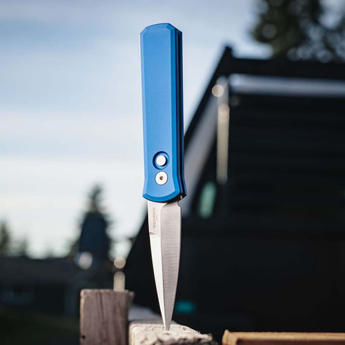 Pro-Tech Godson Solid Blue Handle Satin Blade 721-SATINBLUE