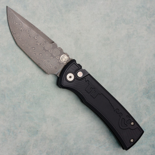 Chaves Pro-Tech T/E Redencion Black Skull Key Handles Damasteel Blade