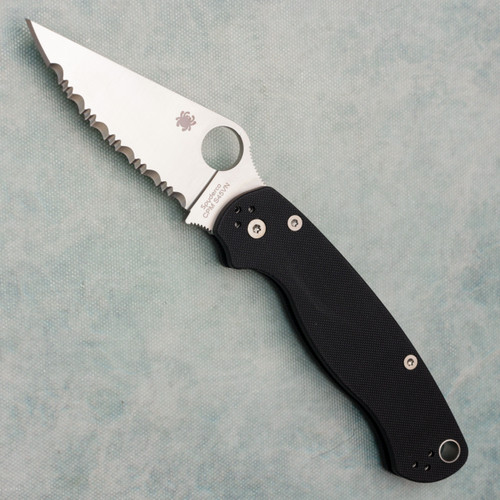 Spyderco Para Military 2 Black G-10 Handle Satin Full Serrated Blade C81GS2 (Pre-owned)