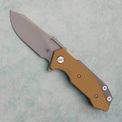 Hinderer Knives Halftrack Slicer Tri-Way Titanium Handle w/ Coyote G10 Overlay Working Finish MagnaCut Blade