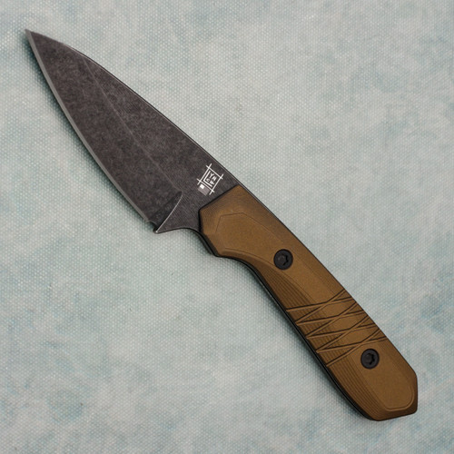Lynch Northwest Sparrow Seven Fixed Blade Bronze Handle Black MagnaCut Blade Leather Sheath (Consignment)