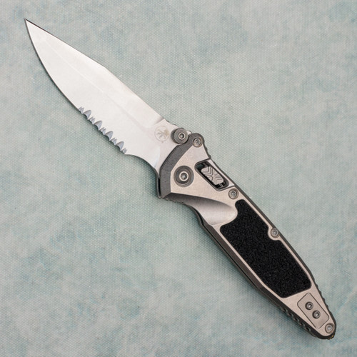 Microtech Marfione Select Socom Ram-Lok Spear Point Stonewash Titanium Handle w/ Black Grip Tape Inlays Stonewash Part Serrated Blade Bronze Accent 160RL-11SMS2
