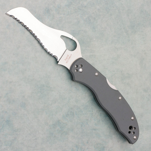 Spyderco Byrd Gooney Back Lock Gray G10 Handles Satin Serrated Blade BY24GSGY