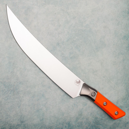 Microtech Butcher Knife Ember G-10 Handle w/ Bead Blast Titanium Bolster Stonewash Standard Blade 3800B-10EM