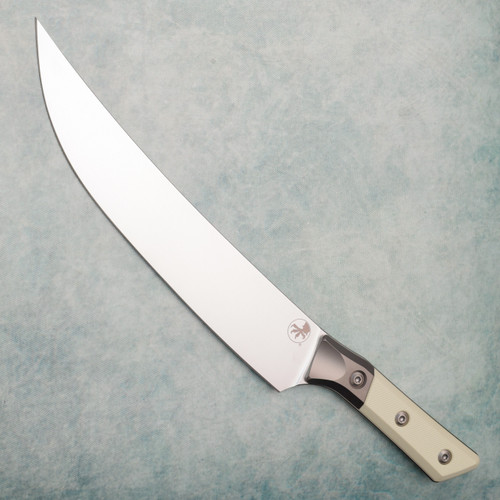 Microtech Butcher Knife Ivory G-10 Handle w/ Bead Blast Titanium Bolster Stonewash Standard Blade 3800B-10IV