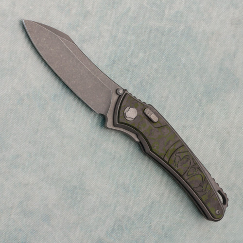 G&G Hawk Talon Hawk Lock w/Toggle Detent Titanium Handle w/ Forest Eye Fat Carbon Inlays Stonewash Blade